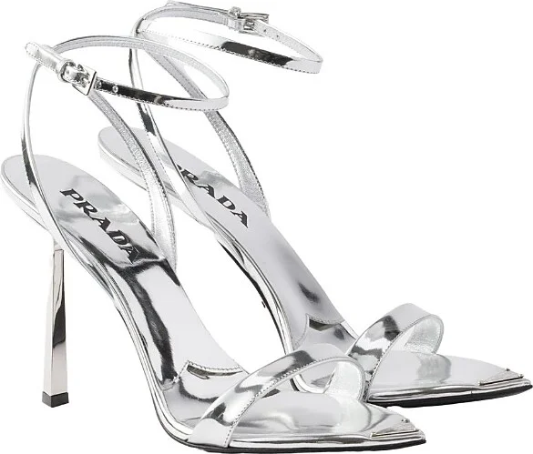 Prada Women's Metallic Leather High-Heeled Sandals