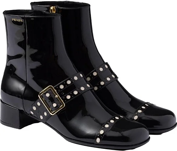 Prada Women's Patent Leather Ankle Boots