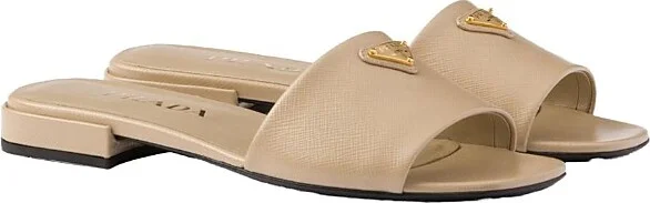 Prada Women's Saffiano Patent Leather Slides