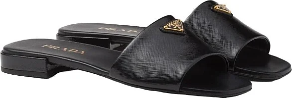 Prada Women's Saffiano Patent Leather Slides