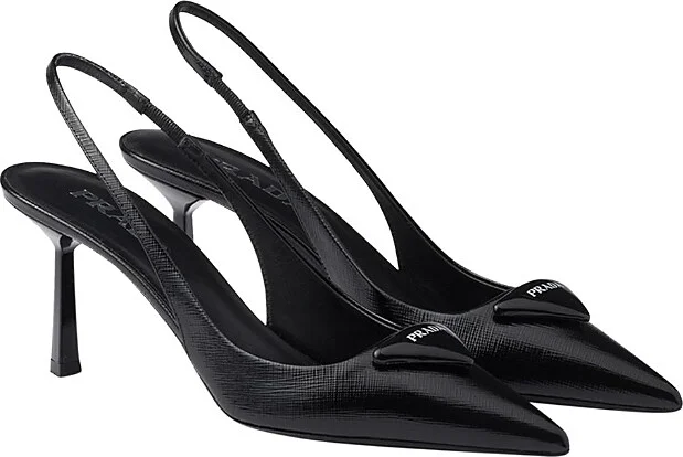Prada Women's Saffiano Patent Leather Slingback Pumps