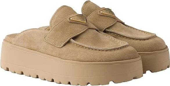 Prada Women's Suede Flatform Mules