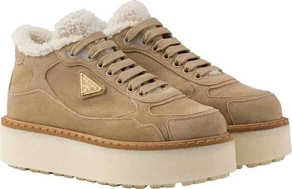 Prada Women's Suede Mid-Top Sneakers