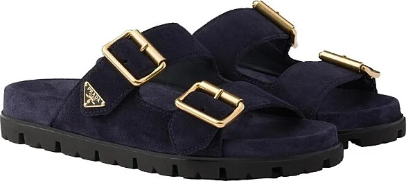 Prada Women's Suede Strap Slides