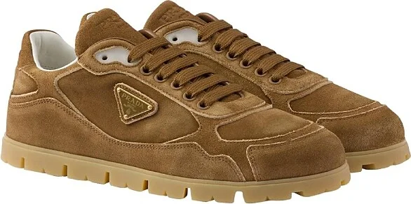 Prada Women's Trail Faded Suede Sneakers