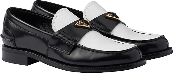 Prada Women's Two-Tone Brushed Leather Loafers