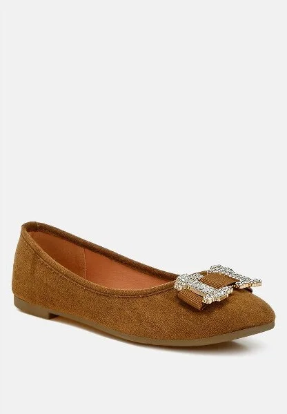Prajik Rhinestone Buckle Detail Ballerinas Women - Image 2