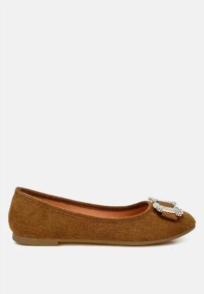 Prajik Rhinestone Buckle Detail Ballerinas Women