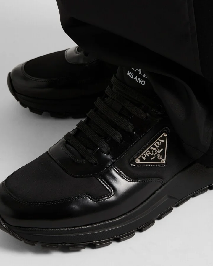 Prax 01 Re-Nylon and brushed leather sneakers - Image 3
