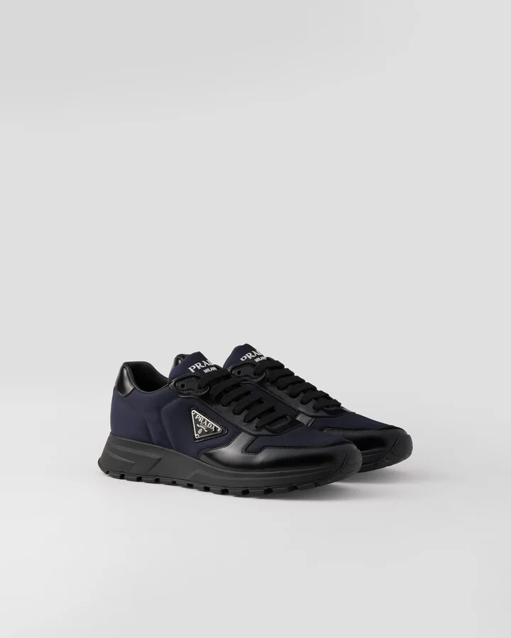 Prax 01 Re-Nylon and brushed leather sneakers
