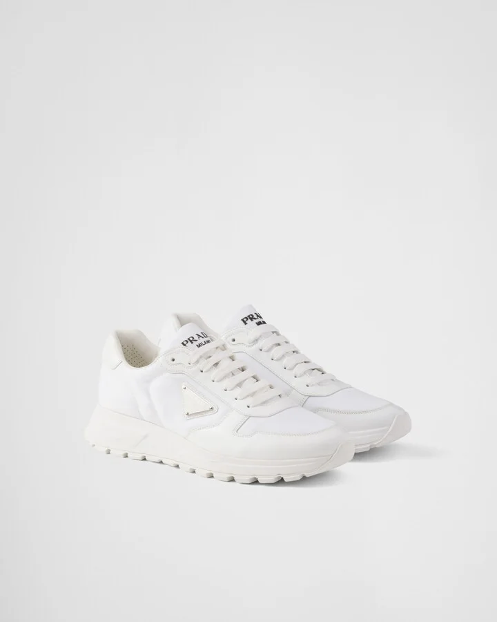 Prax 01 Re-Nylon and brushed leather sneakers