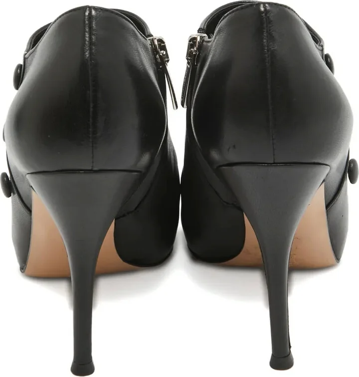 Pre-Owned 100mm Button-Detail Leather Ankle Boots - Image 4