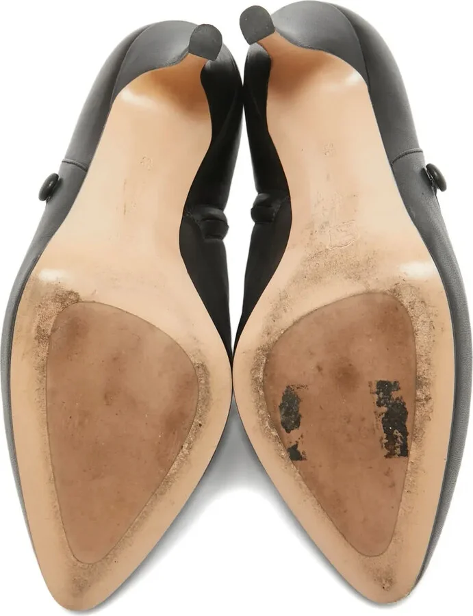 Pre-Owned 100mm Button-Detail Leather Ankle Boots - Image 5