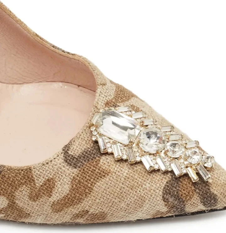 Pre-Owned 100mm Camouflage-Print Embellished Stiletto Pumps - Image 5