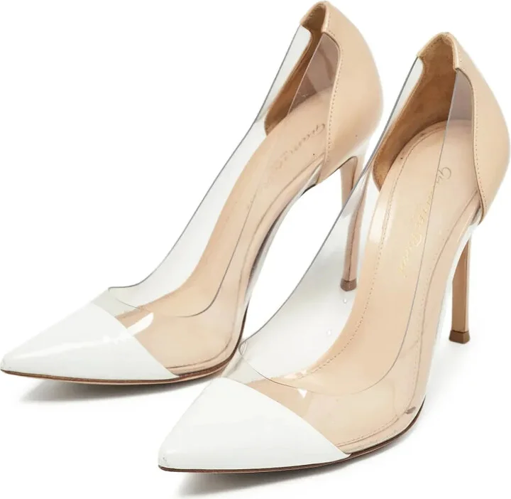 Pre-Owned 100mm Clear-Panel Leather Pumps - Image 2