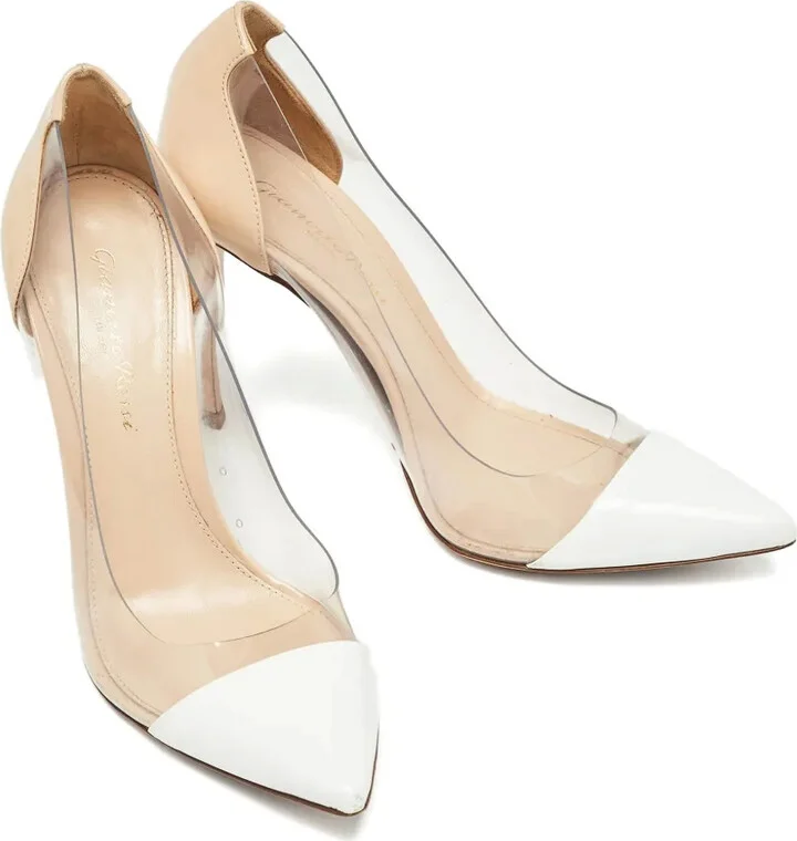 Pre-Owned 100mm Clear-Panel Leather Pumps - Image 3