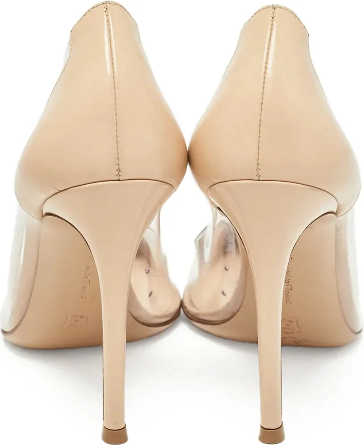 Pre-Owned 100mm Clear-Panel Leather Pumps - Image 4