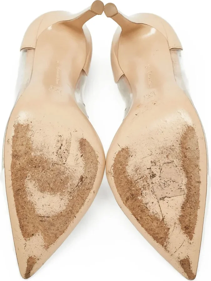 Pre-Owned 100mm Clear-Panel Leather Pumps - Image 5