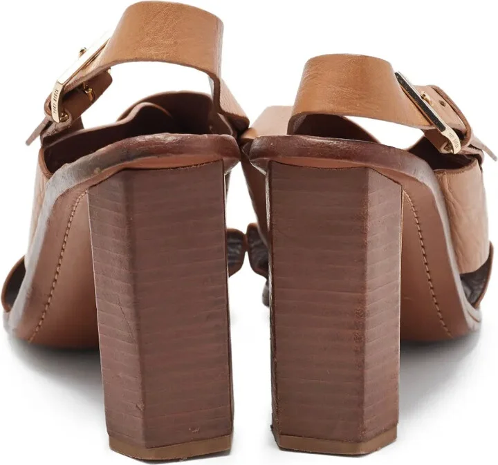Pre-Owned 100mm Cross-Strap Block-Heel Sandals - Image 3