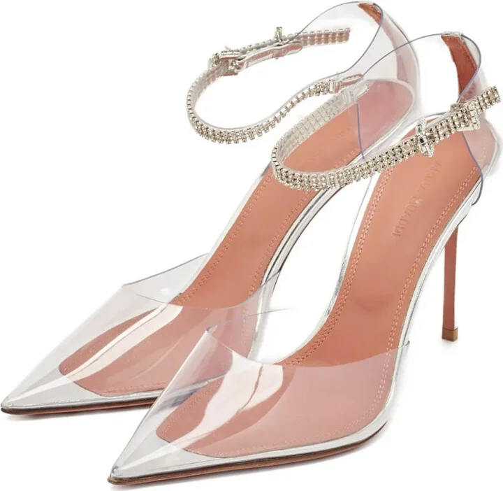 Pre-Owned 100mm Crystal-Embellished Ankle-Strap Pumps - Image 2