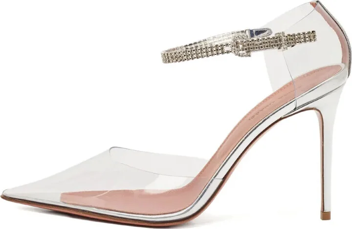 Pre-Owned 100mm Crystal-Embellished Ankle-Strap Pumps
