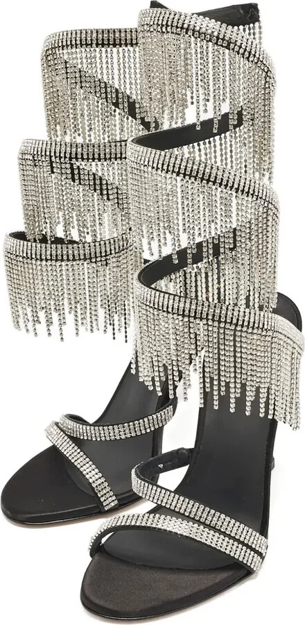 Pre-Owned 100mm Crystal-Fringed Sandals - Image 2
