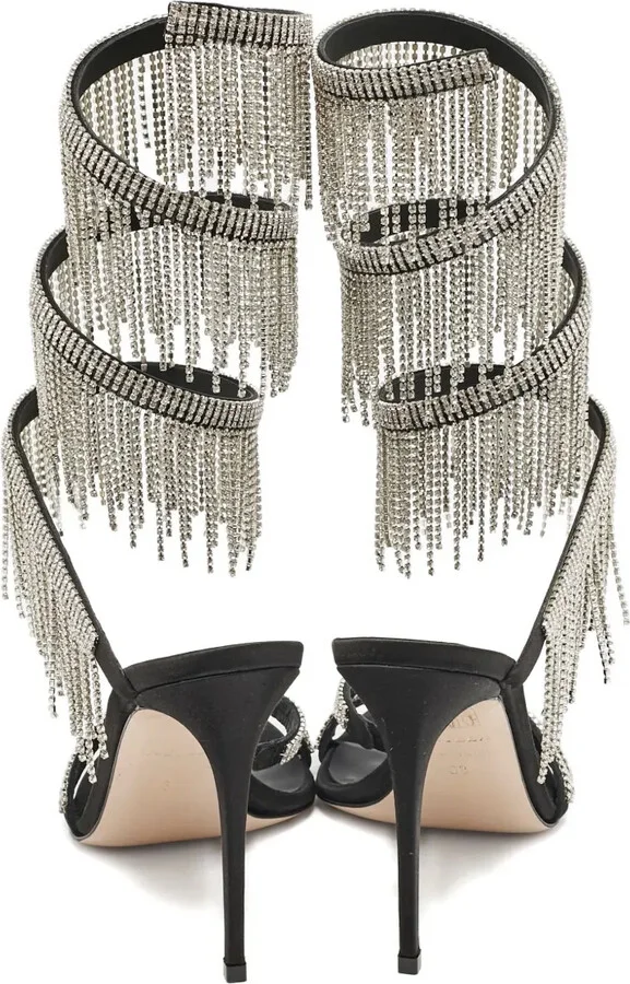 Pre-Owned 100mm Crystal-Fringed Sandals - Image 3