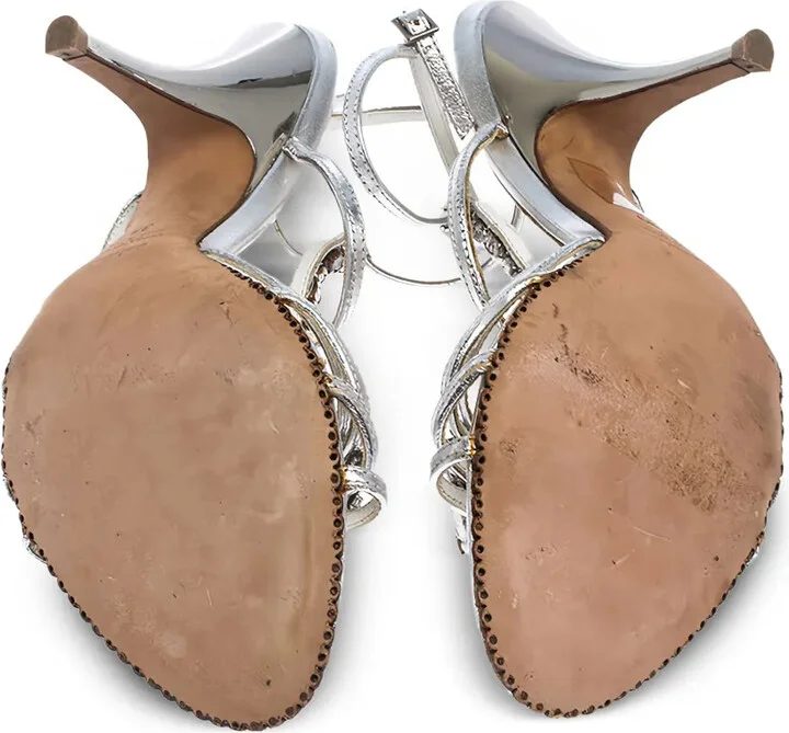 Pre-Owned 100mm Crystal-Strap Sandals - Image 3