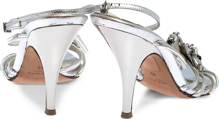 Pre-Owned 100mm Crystal-Strap Sandals - Image 4