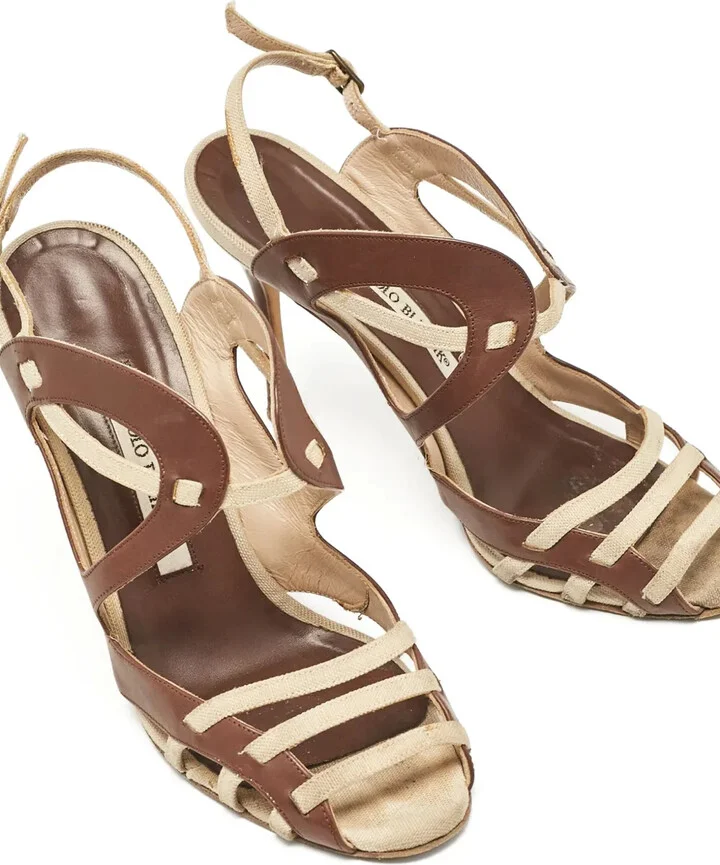 Pre-owned 100mm cut-out strappy sandals - Image 2