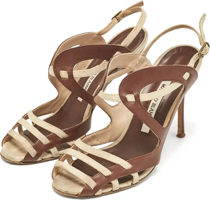 Pre-owned 100mm cut-out strappy sandals - Image 4
