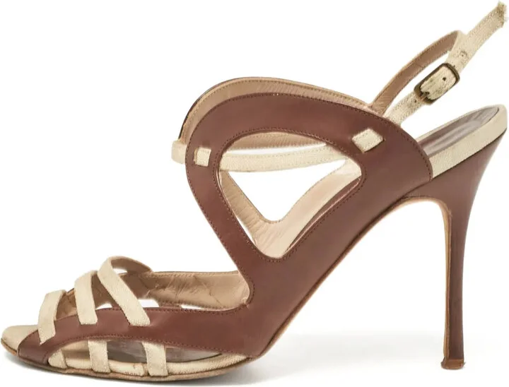 Pre-owned 100mm cut-out strappy sandals