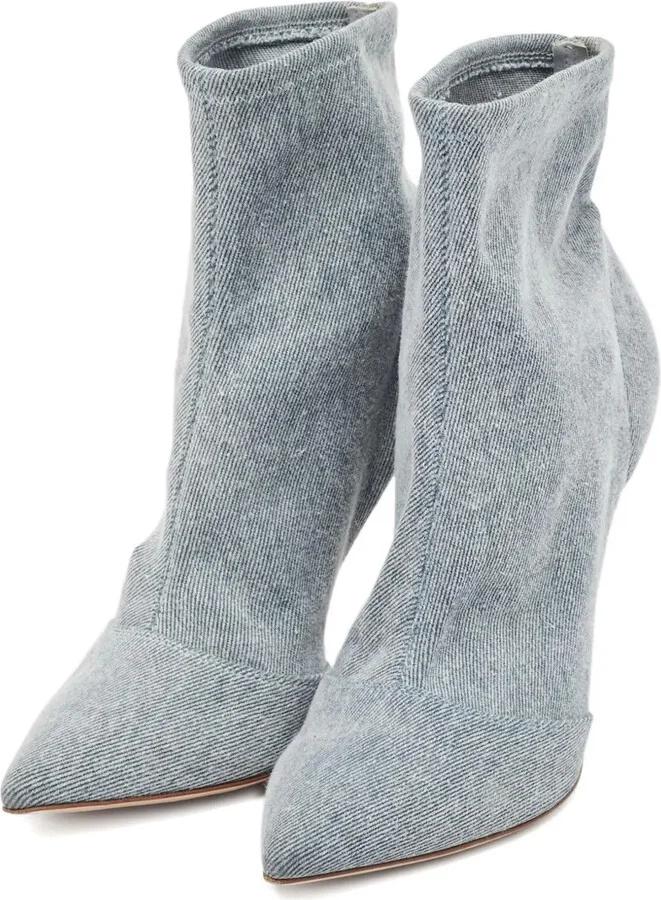 Pre-owned 100mm denim point-toe boots - Image 2