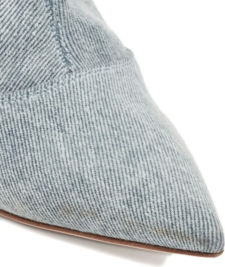 Pre-owned 100mm denim point-toe boots - Image 5