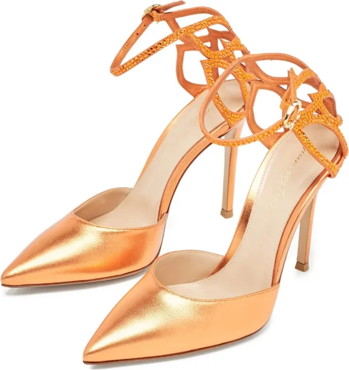 pre-owned 100mm Fleur metallic-effect pointed-toe pumps - Image 2