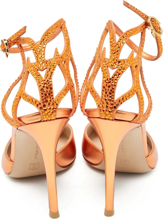pre-owned 100mm Fleur metallic-effect pointed-toe pumps - Image 3