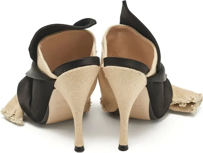 Pre-Owned 100mm Frayed Cross-Strap Sandals - Image 4