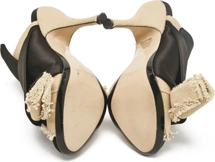 Pre-Owned 100mm Frayed Cross-Strap Sandals - Image 5