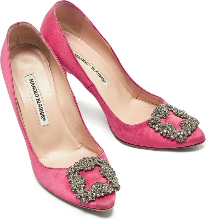 pre-owned 100mm Hangisi satin stiletto pumps - Image 2