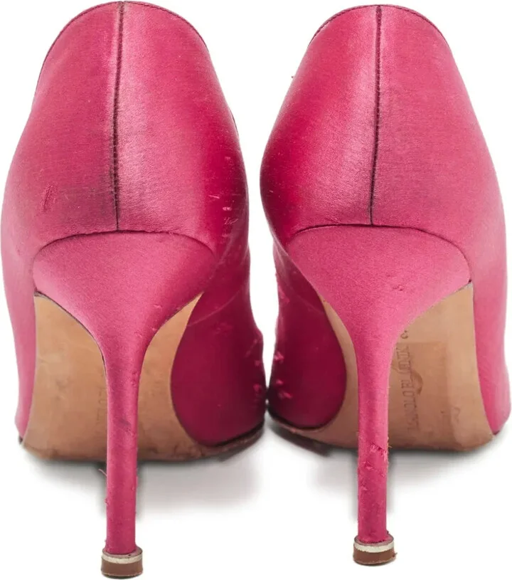 pre-owned 100mm Hangisi satin stiletto pumps - Image 3