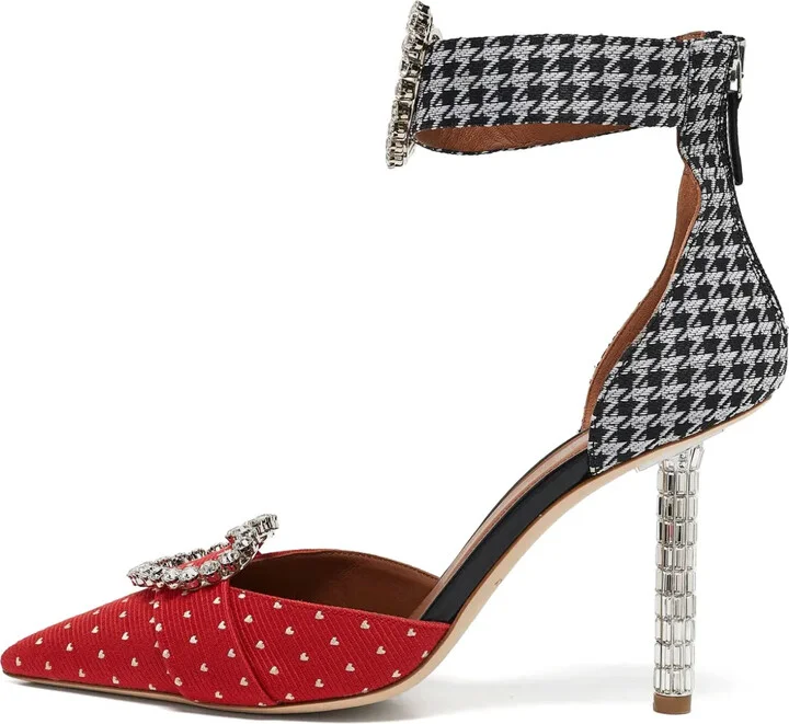 Pre-Owned 100mm Heart-Buckle Ankle-Strap Pumps