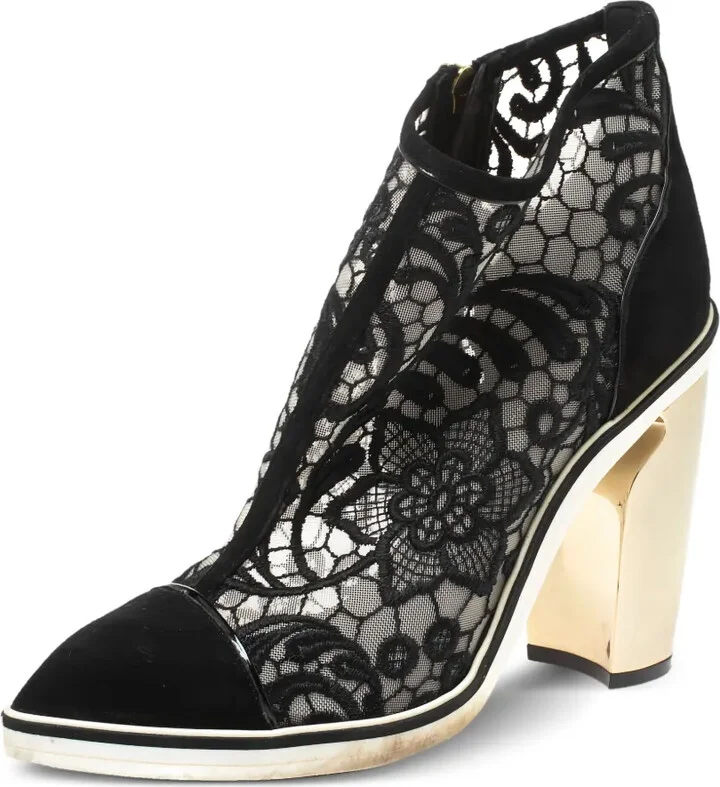 Pre-owned 100mm lace-detail ankle boots - Image 2