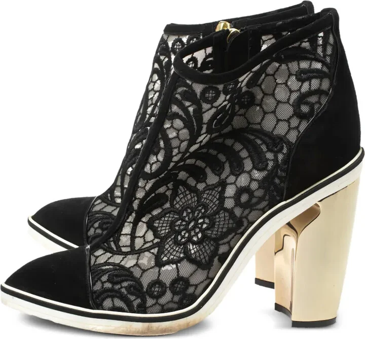 Pre-owned 100mm lace-detail ankle boots - Image 3