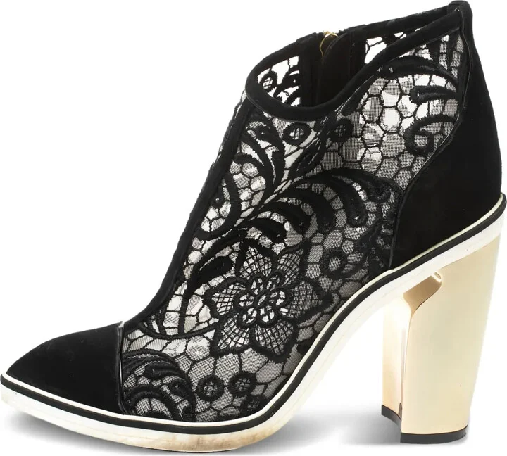 Pre-owned 100mm lace-detail ankle boots