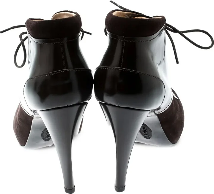 Pre-Owned 100mm Lace-Up Suede Boots - Image 4