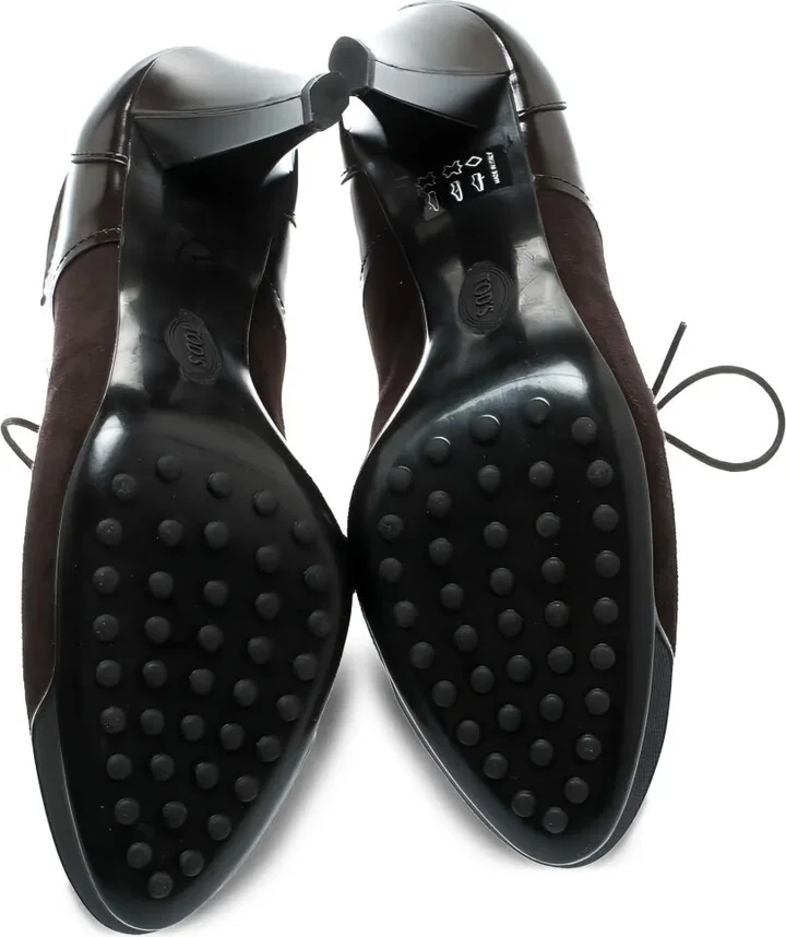 Pre-Owned 100mm Lace-Up Suede Boots - Image 5