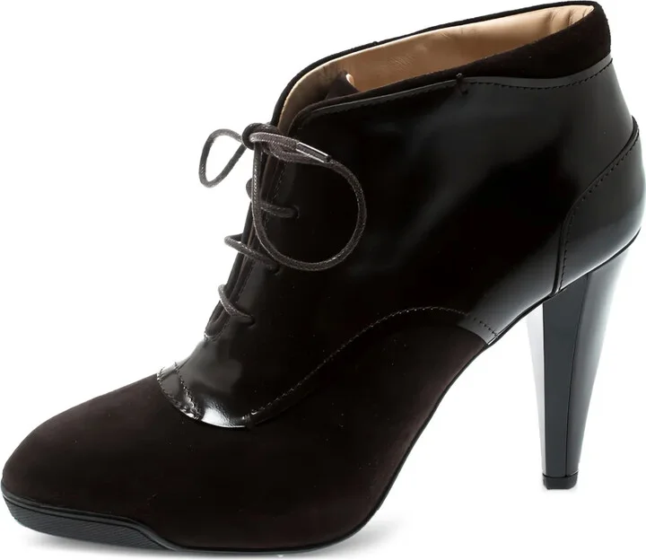 Pre-Owned 100mm Lace-Up Suede Boots