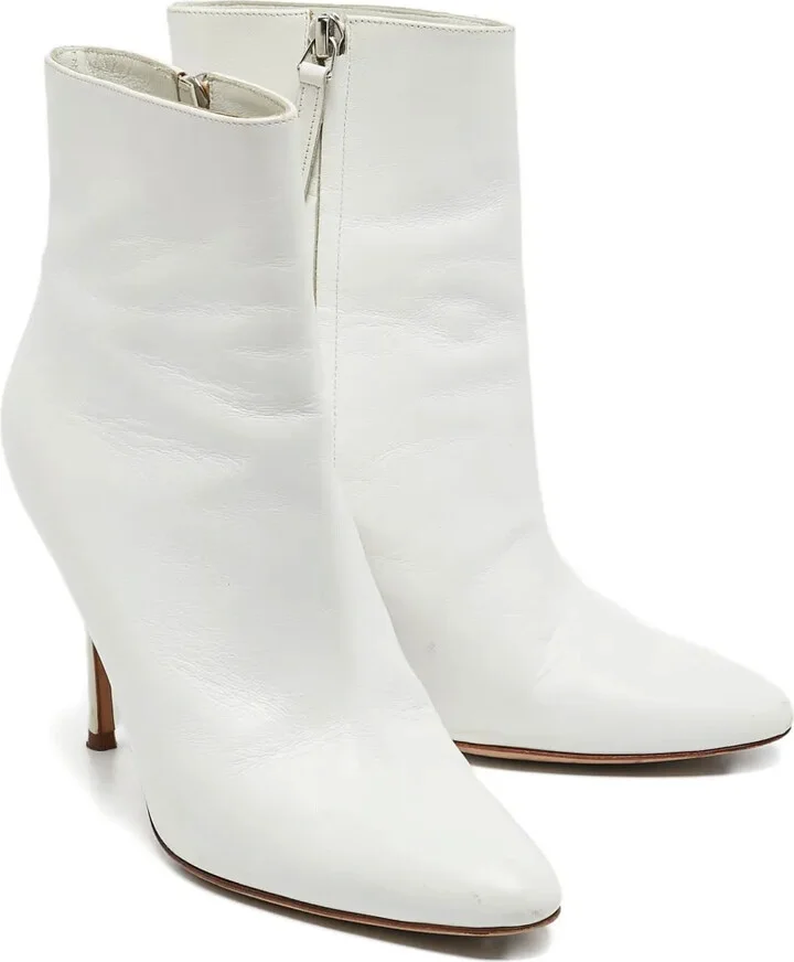 Pre-Owned 100mm Leather Ankle Boots - Image 2