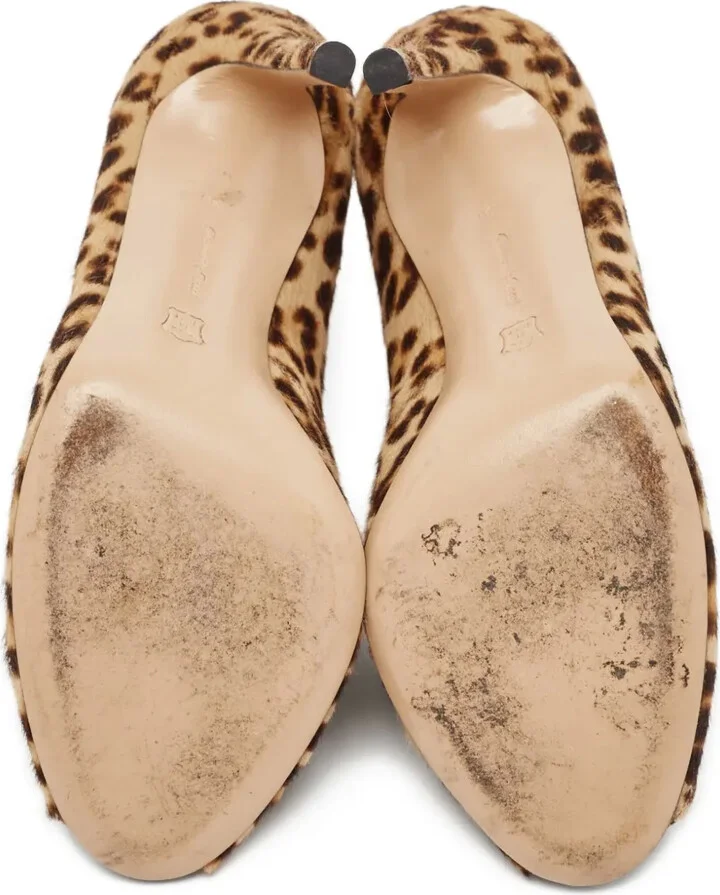 Pre-Owned 100mm Leopard-Print Ankle Boots - Image 4