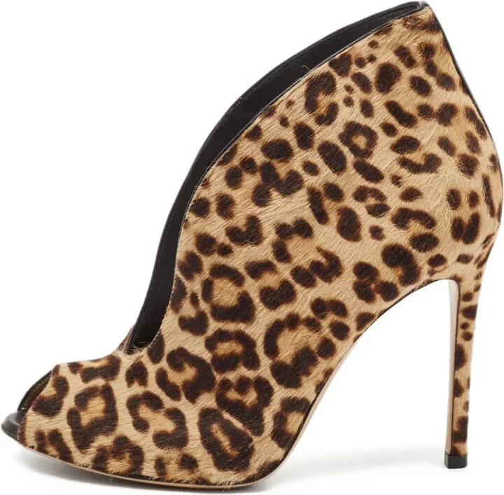 Pre-Owned 100mm Leopard-Print Ankle Boots